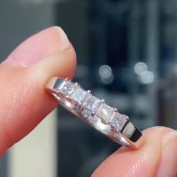 Classic 5 Stone Princess Cut Half Eternity Band