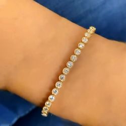 Bezel Golden Round Cut Tennis Bracelet