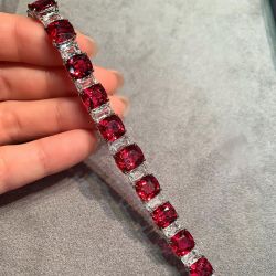Classic Cushion Cut Ruby Sapphire Linear Tennis Bracelet