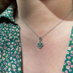 Round Cut Emerald Sapphire Peacock Style Pendant