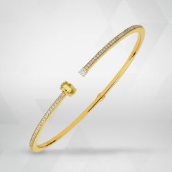 Elegance Golden Oval & Round Cut Yellow Sapphire Bangle