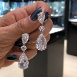 Fashion Design Pear & Round Cut Drop Earrings