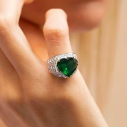 Heart Cut Emerald Sapphire Engagement Ring