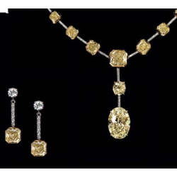 Oval Cut Created Champagne Sapphire Necklace & Earring Set