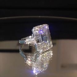 Emerald Cut Three Stone Engagement Ring