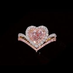 Two Tone Halo Heart Cut Bridal Set