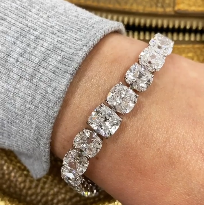 Cushion Cut White Tennis Bracelet